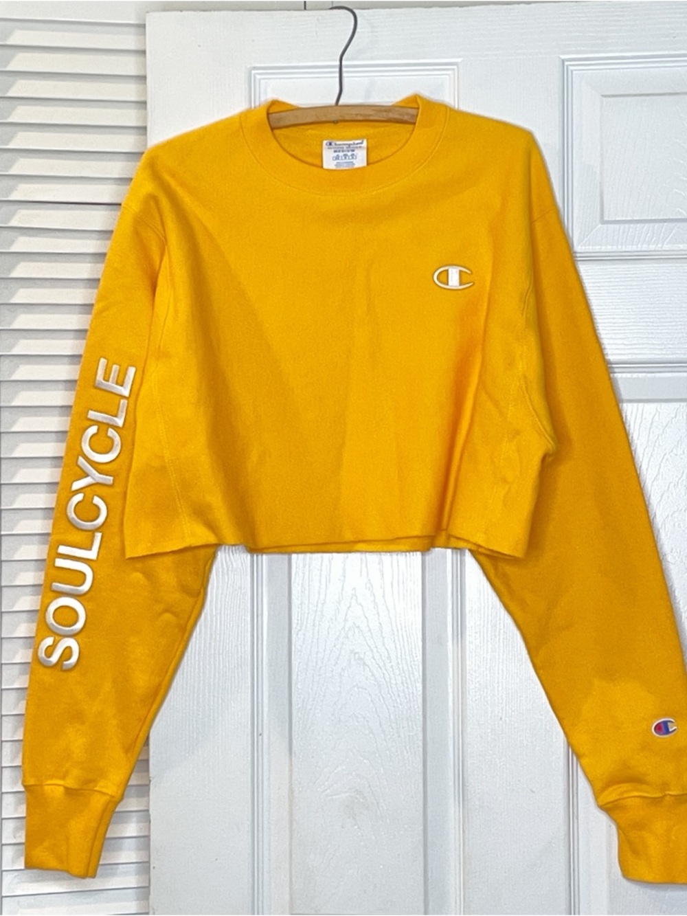 Champion x SoulCycle Cropped Crewneck Sweatshirt - Yellow Gold Medium